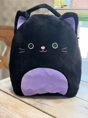 Squishmallow  2022 Black Purple Cat Plush Candy Bag. 10” | Clean | EUC
